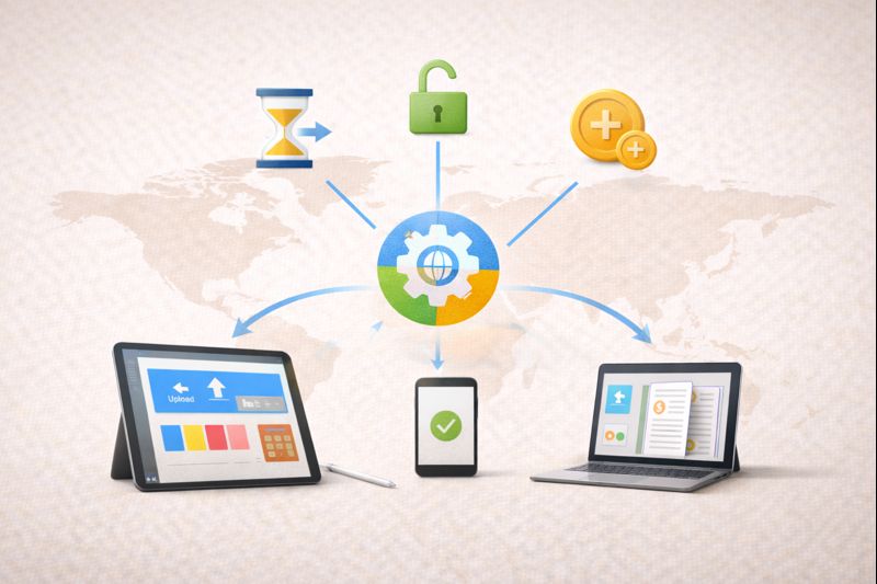 Преимущества: экономия времени, география, прозрачность